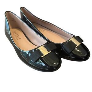 Journee Collection Flats 8.5 Black Patent Silver Buckle Round Toe Ballet